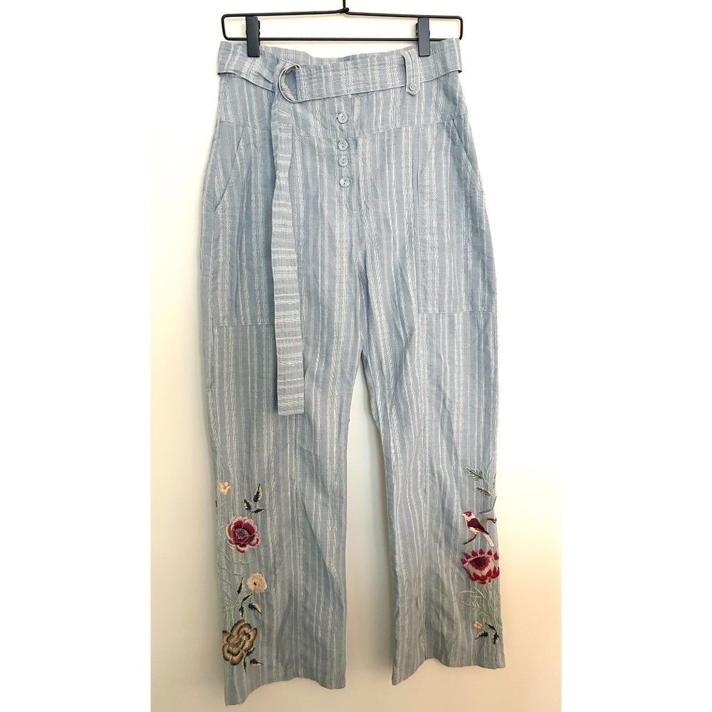 Johnny Was Paloma Belted Embroidered Wide Leg Pant NWT Size S